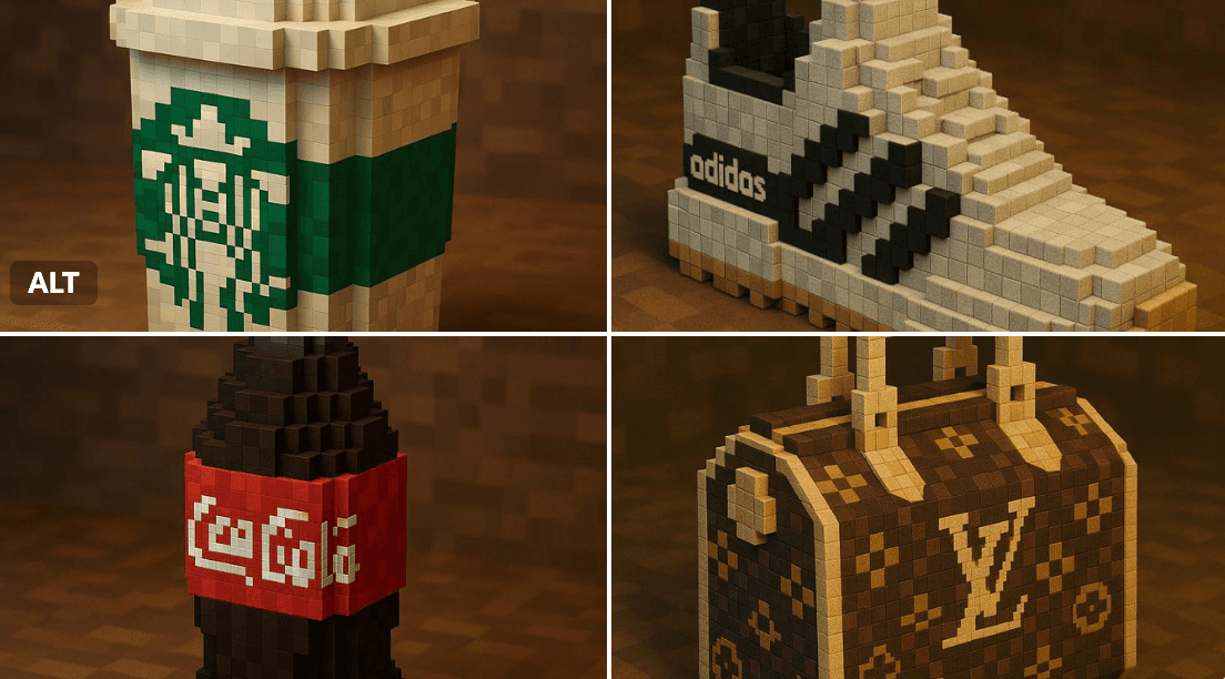 Minecraft-style branding