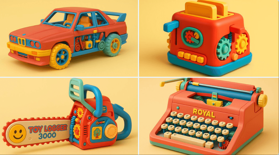 Retro toys with custom textures