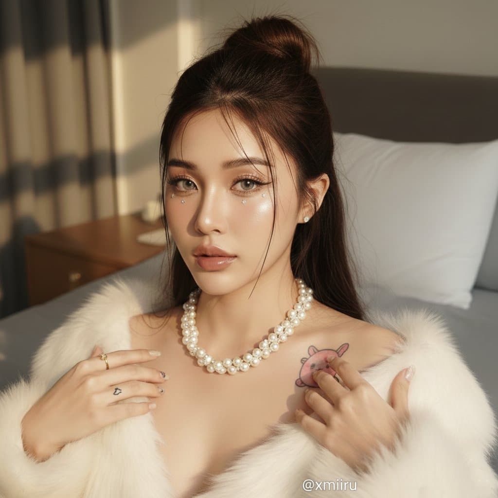 A fair-skinned beautiful woman bathed in the morning light.