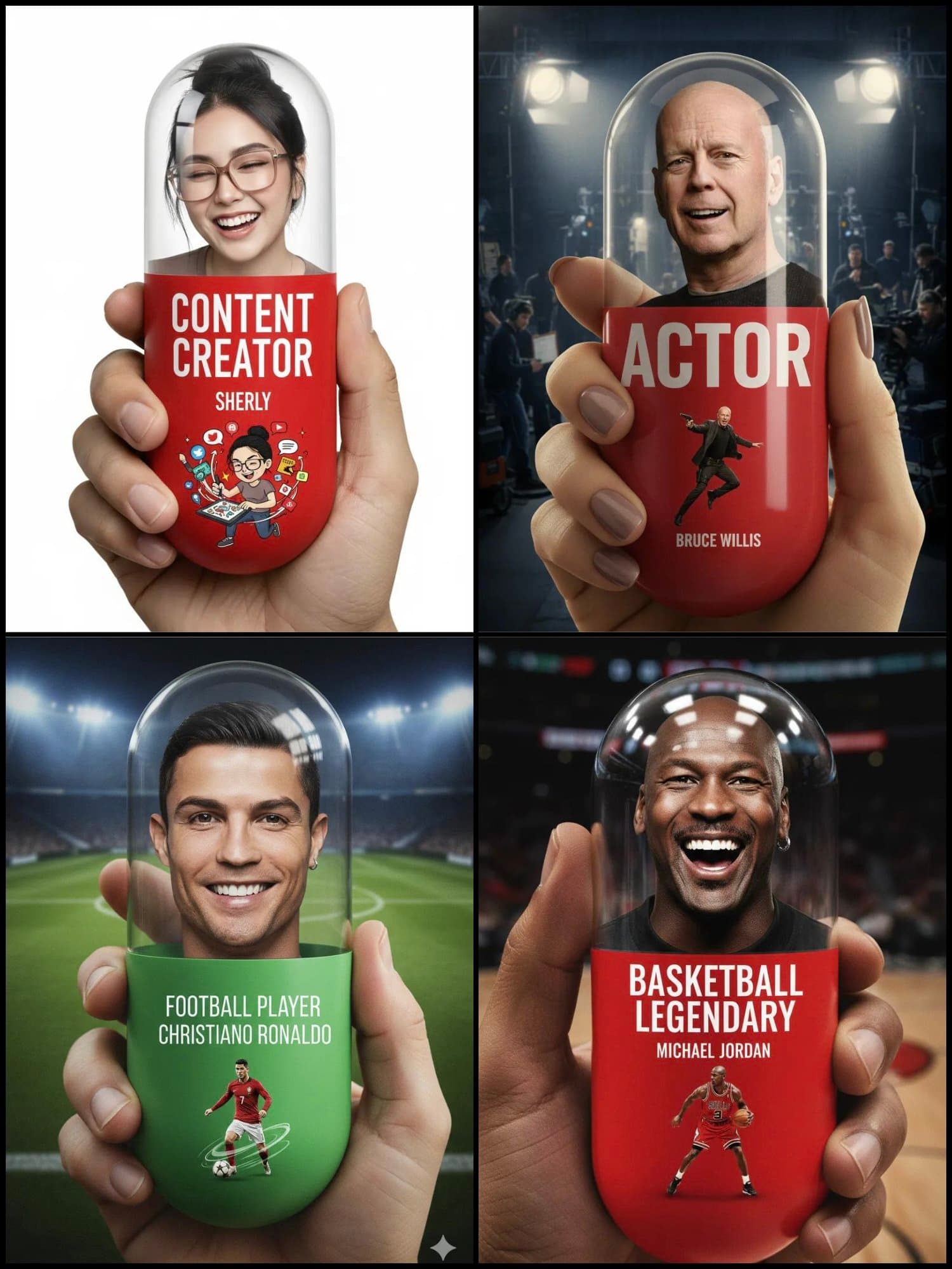 人手拿着一颗巨大的竖式药丸的特写镜头