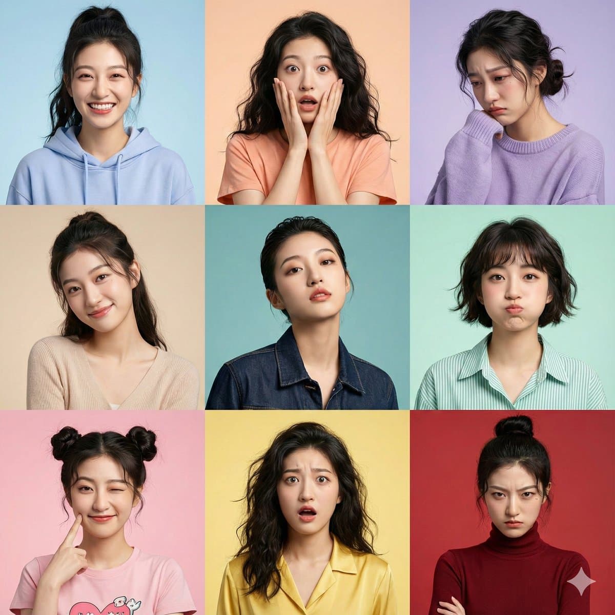 Real-life nine-grid photos