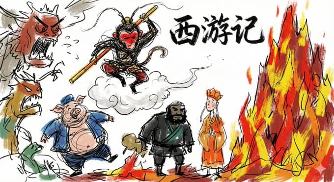 Doodle lines dry brush color blocks Doodle lines dry brush color blocks